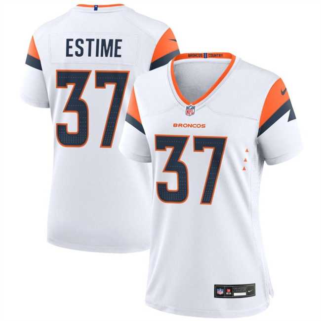 Women%27s Denver Broncos #37 Audric Estime White 2024 Football Stitched Jersey Dzhi